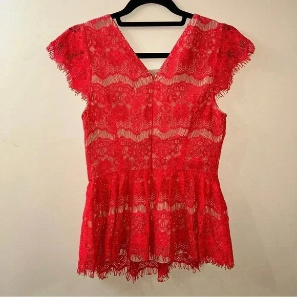 Anthropologie - Maeve Katrine Orange Floral Lace Cal Sleeve  Top - Picture 3 of 6